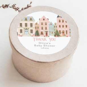 It takes a Village Winter Pink Snow Thank you Classic Round Sticker
