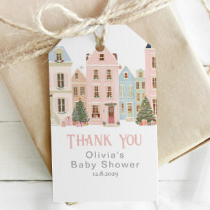It takes a Village Winter Pink Snow Thank you Gift Tags