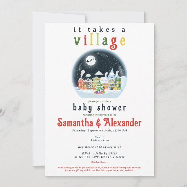 It Takes A Village Winter Santa Baby Shower Invitation (Front)