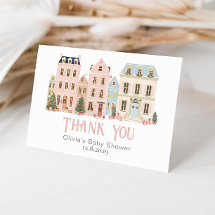 It Takes a Village Winter Snow Baby Shower Letterpress Thank You Card