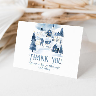 It Takes a Village Winter Snow Baby Shower Thank You Card