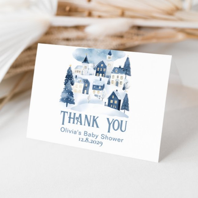 It Takes a Village Winter Snow Baby Shower Thank You Card (Creator Uploaded)