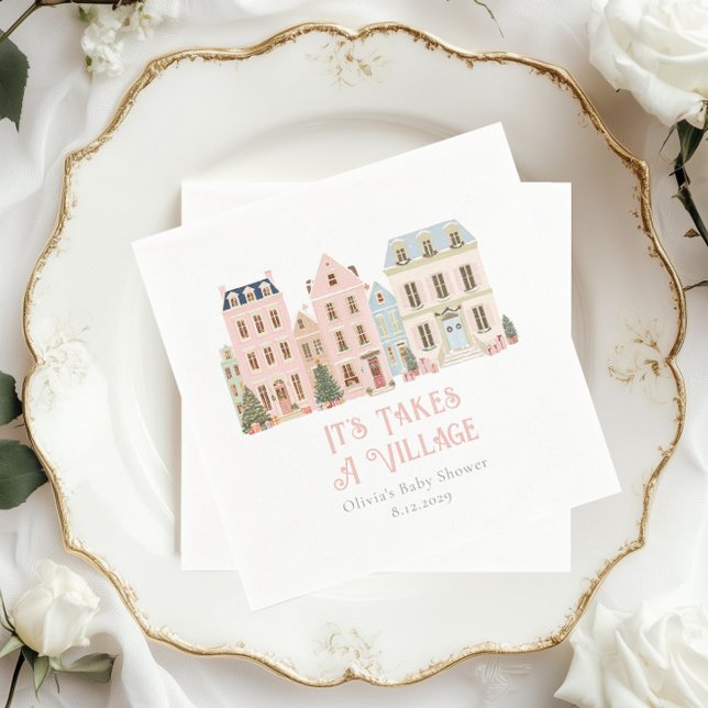 It Takes a Village Winter Whimsical Baby Shower Napkins (Creator Uploaded)