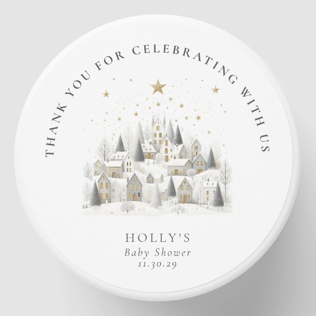 It Takes a Village Winter Wonderland Baby Shower  Mini Candle Favors (Front)