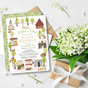 It Takes A Village Woodland Animals Baby Shower Invitation