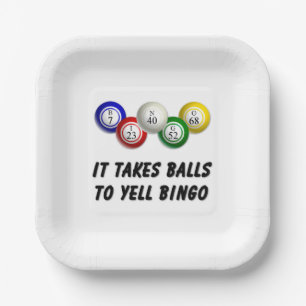 It Takes Balls To Yell Bingo Paper Plates