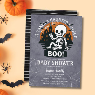 It Takes Haunted Village Boo Halloween Baby Shower Invitation