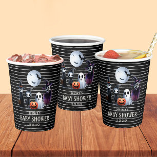 It Takes Haunted Village Halloween Baby Shower Paper Cups