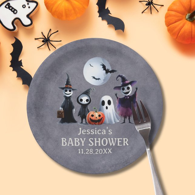 It Takes Haunted Village Halloween Baby Shower Paper Plates (It Takes Haunted Village Halloween Baby Shower Paper Plates)