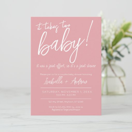It Takes Two Joint Effort Joint Coed Baby Shower Invitation Zazzle