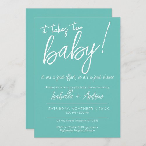 It Takes Two Joint Effort Joint Co_ed Baby Shower Invitation