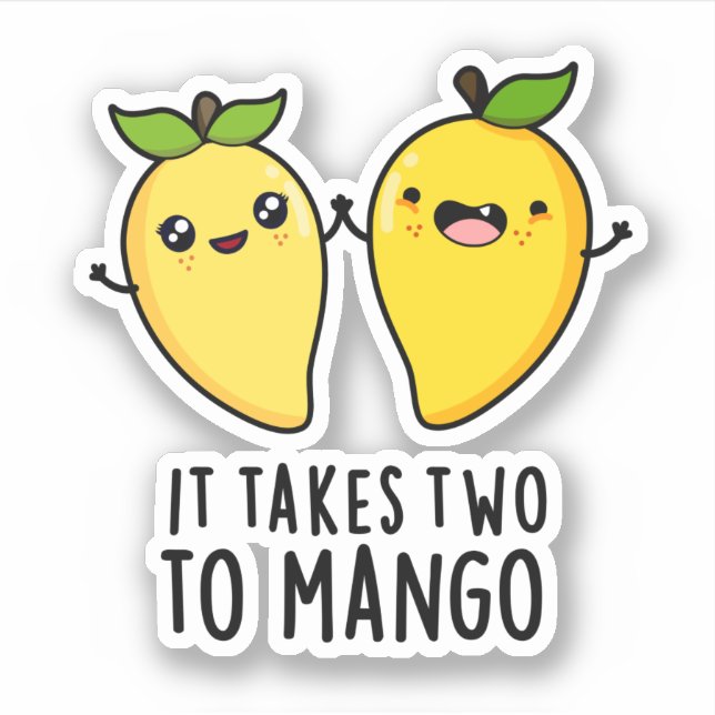 It Takes Two To Mango Funny Dancing Fruit Pun Sticker (Front)