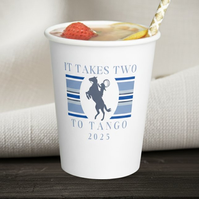 It Takes Two to Tango - Western Bachelorette Party Paper Cups (Get ready to wrangle up some fun with this stylish It Takes Two to Tango bachelorette design! )