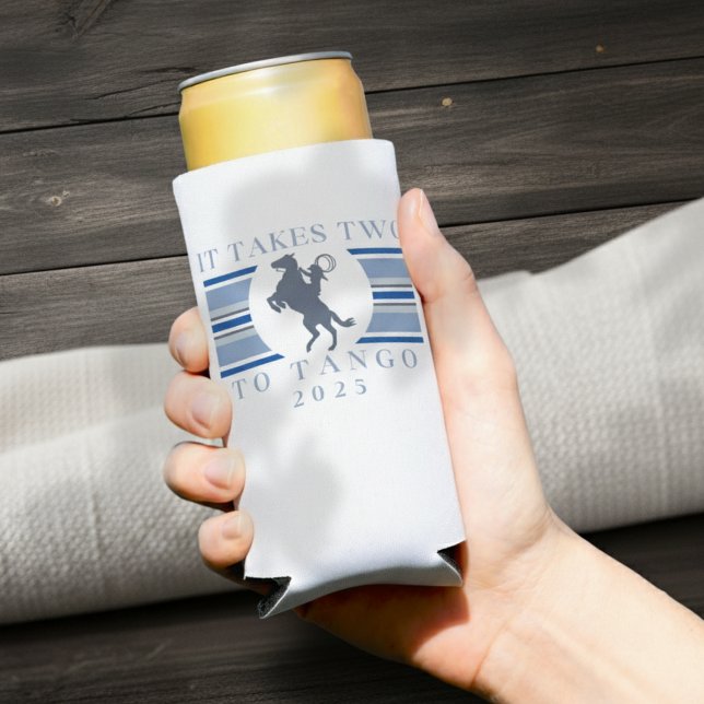 It Takes Two to Tango - Western Bachelorette Party Seltzer Can Cooler (Get ready to wrangle up some fun with this stylish It Takes Two to Tango bachelorette design! )