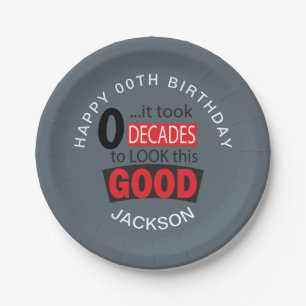 It Took 0 Decades to Look this Good - Gray Paper Plates