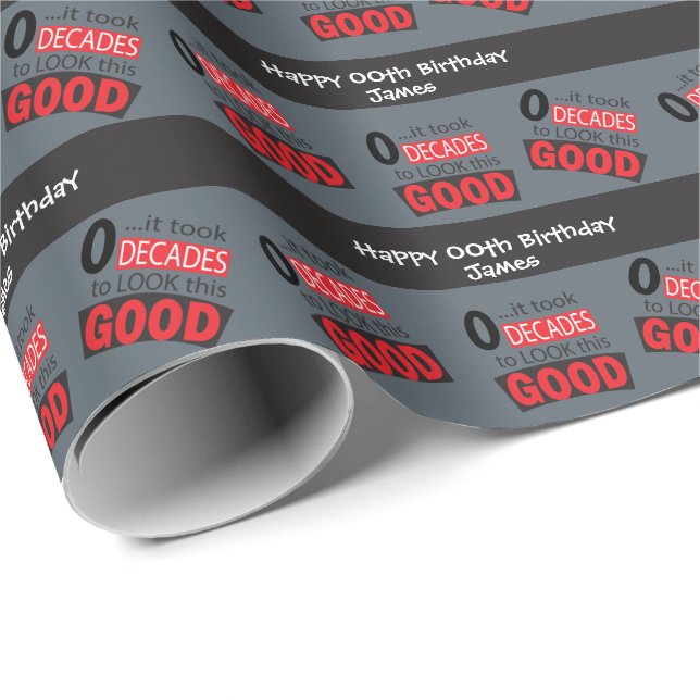 It Took 0 Decades to Look this Good - Gray Wrapping Paper (Roll Corner)