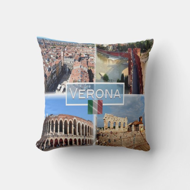 IT Verona - Arena Internally  Castelvecchio Bridge Throw Pillow (Front)