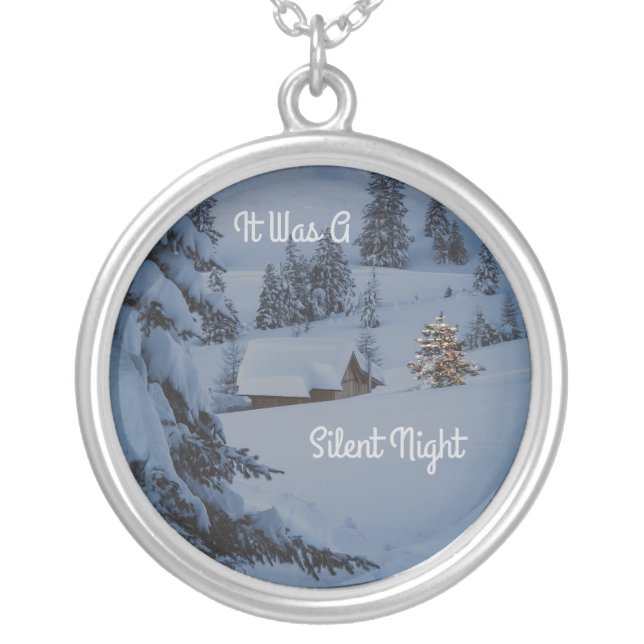 It Was A Silent Night Silver Plated Necklace (Front)
