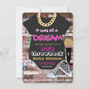 It was all a Dream 90's Hip Hop Pink & Gold Invitation