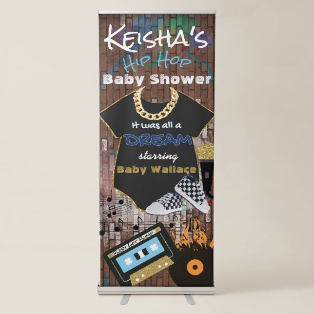 It was all a Dream|Blue|Gold Hip Hop Baby Boy Retractable Banner (Front)