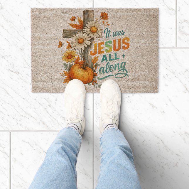 It was Jesus....  Fiber Doormat (Insitu)