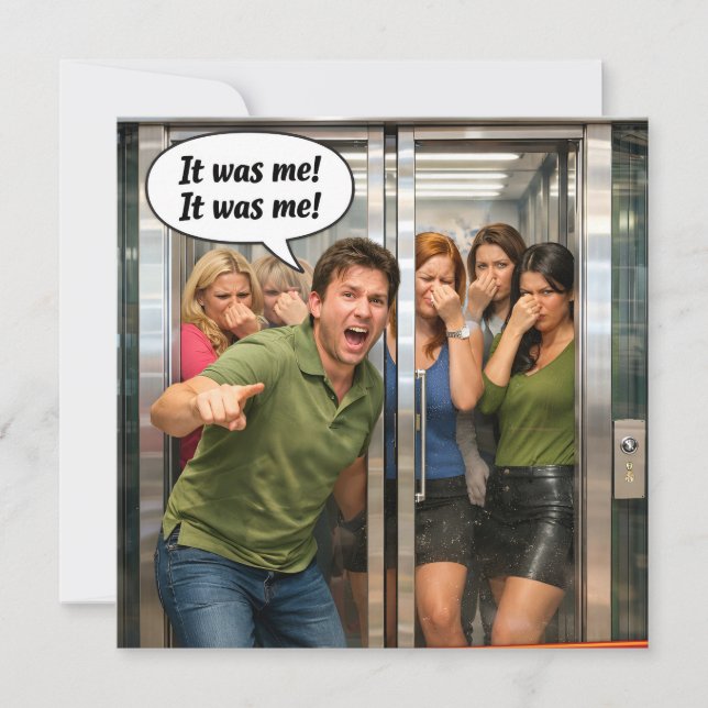 It was me funny elevator fart humour flat (Front)
