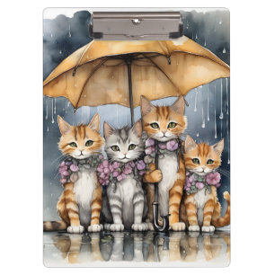 It was raining outside, so the mother cat called h clipboard