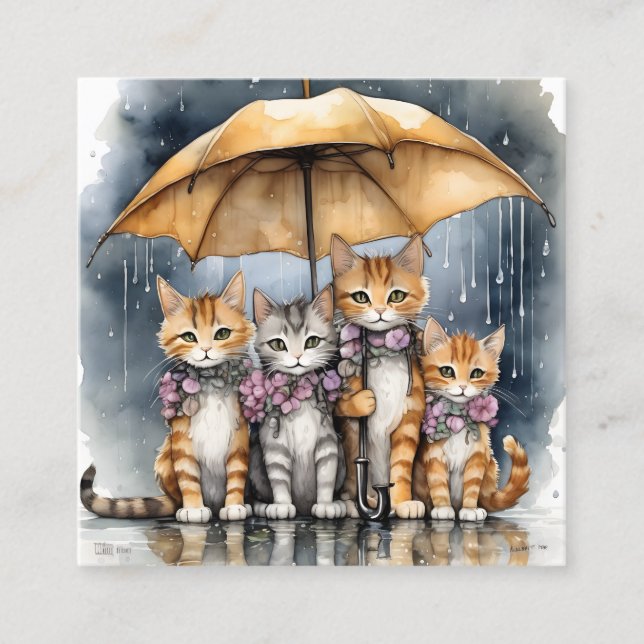 It was raining outside, so the mother cat called h square business card (Front)