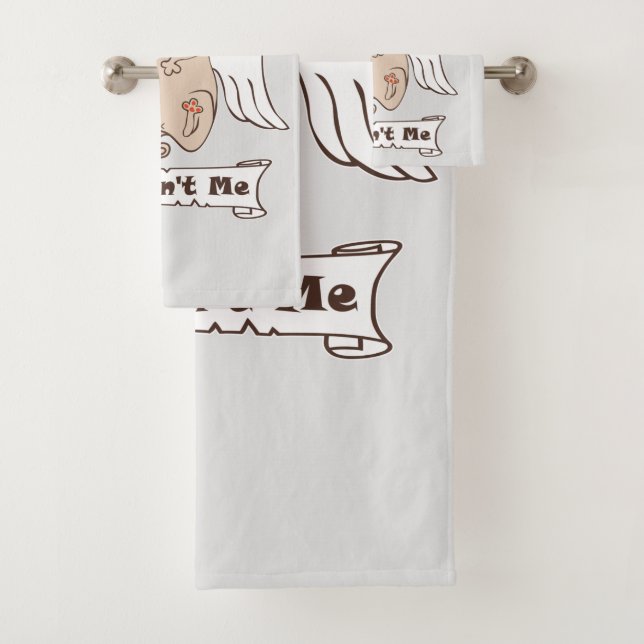 It Wasn't Me angel pug funny quote    Bath Towel Set (Insitu)