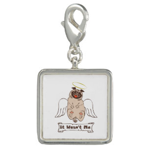 It Wasn't Me angel pug funny quote    Charm