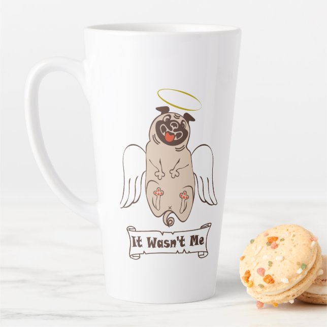 It Wasn't Me angel pug funny quote   Latte Mug (In Situ)
