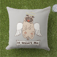 It Wasn't Me angel pug funny quote   