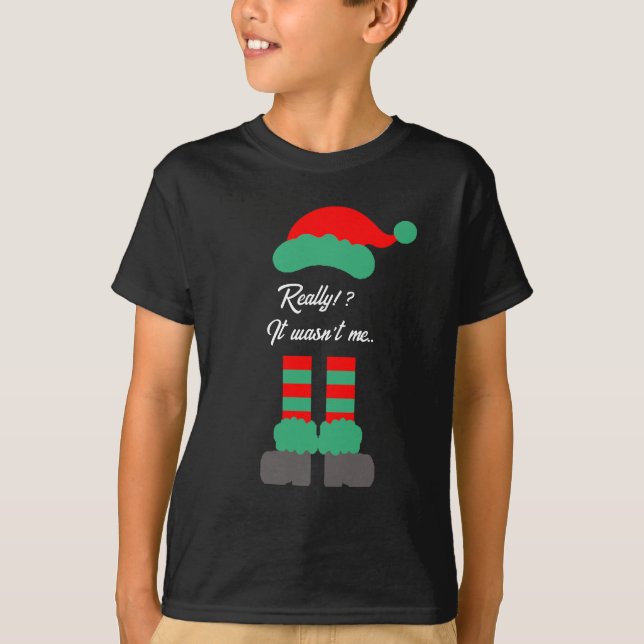 It Wasnt Me Funny Christmas Shirt - Boys Tee (Front)