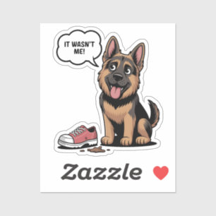 It Wasn't Me Funny German Shepherd Puppy Destroyed Sticker