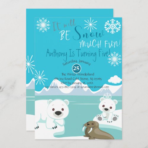 It Will Be Snow Much Fun Birthday Invitation