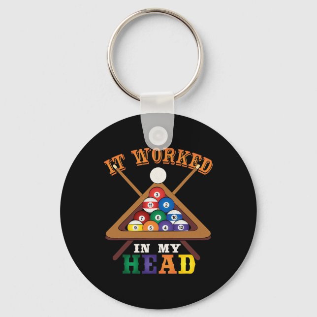 It Worked In My Head Funny Snooker Billiards Pool  Keychain (Front)