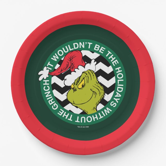 It Wouldn't Be the Holidays Without Grinch Paper Plates (Front)