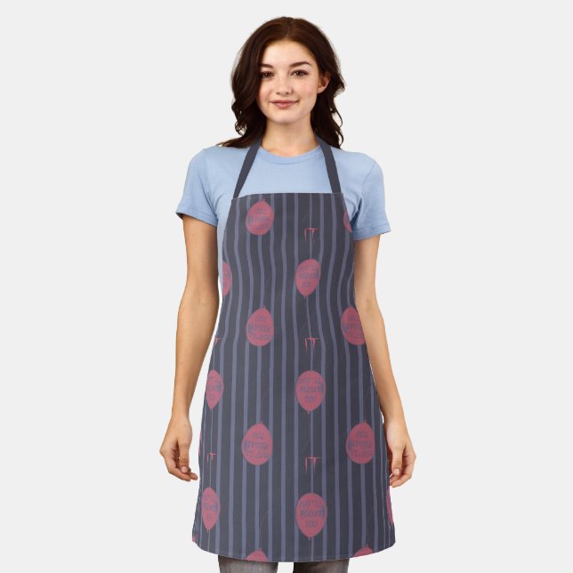 IT - You'll Float Too Balloon Striped Pattern Apron (Worn)