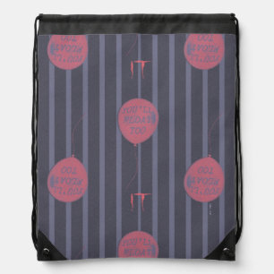 IT - You'll Float Too Balloon Striped Pattern Drawstring Bag