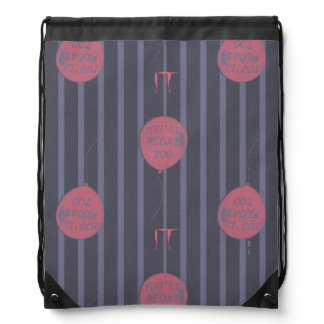 IT - You'll Float Too Balloon Striped Pattern Drawstring Bag