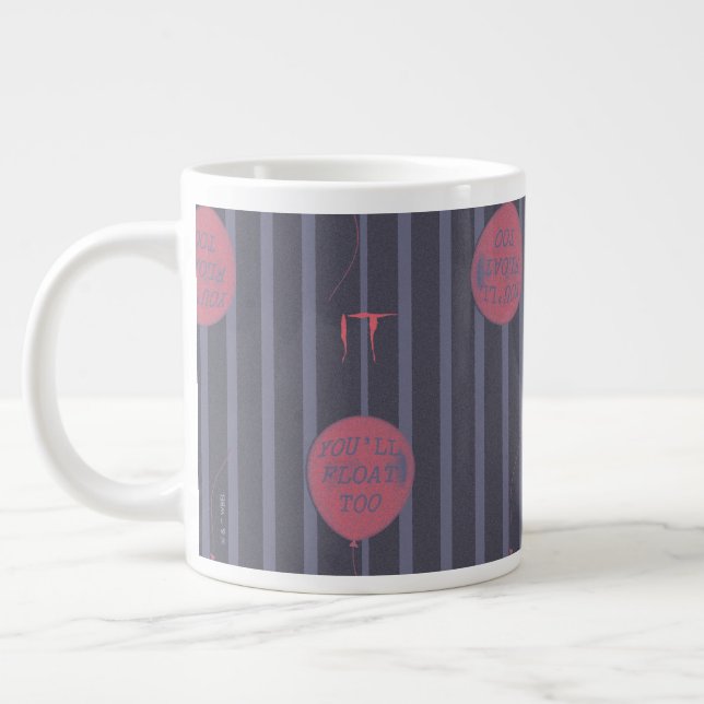 IT - You'll Float Too Balloon Striped Pattern Giant Coffee Mug (Left)