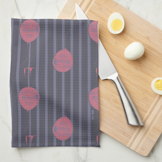 IT - You'll Float Too Balloon Striped Pattern Kitchen Towel (Quarter Fold)