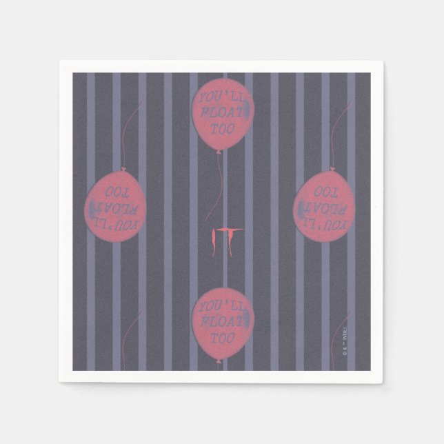 IT - You'll Float Too Balloon Striped Pattern Napkins (Front)