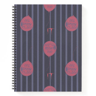 IT - You'll Float Too Balloon Striped Pattern Notebook