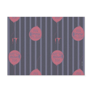 IT - You'll Float Too Balloon Striped Pattern Postcard