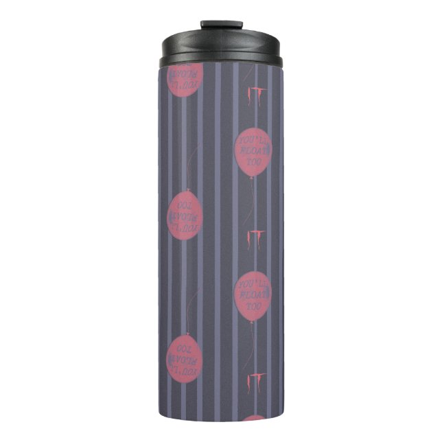 IT - You'll Float Too Balloon Striped Pattern Thermal Tumbler (Front)