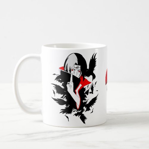 Itachi Uchiha with uchiha logo Embeded itachi  Coffee Mug