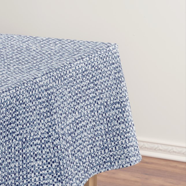 Itajime Shibori Blue Check Textile Geometric Weave Tablecloth (In Situ)