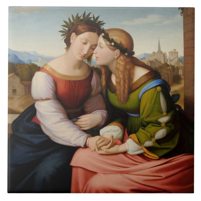 Italia and Germania (Italy and Germany as Sisters) Ceramic Tile (Front)