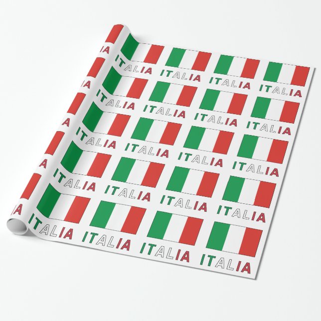 Italia and Italian Flag Wrapping Paper (Unrolled)